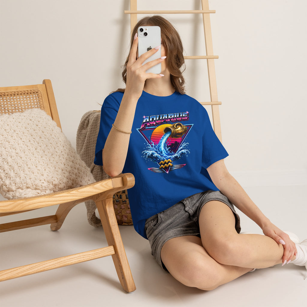 Aquarius Zodiac Tee — Retro Wave Astrological T-Shirt