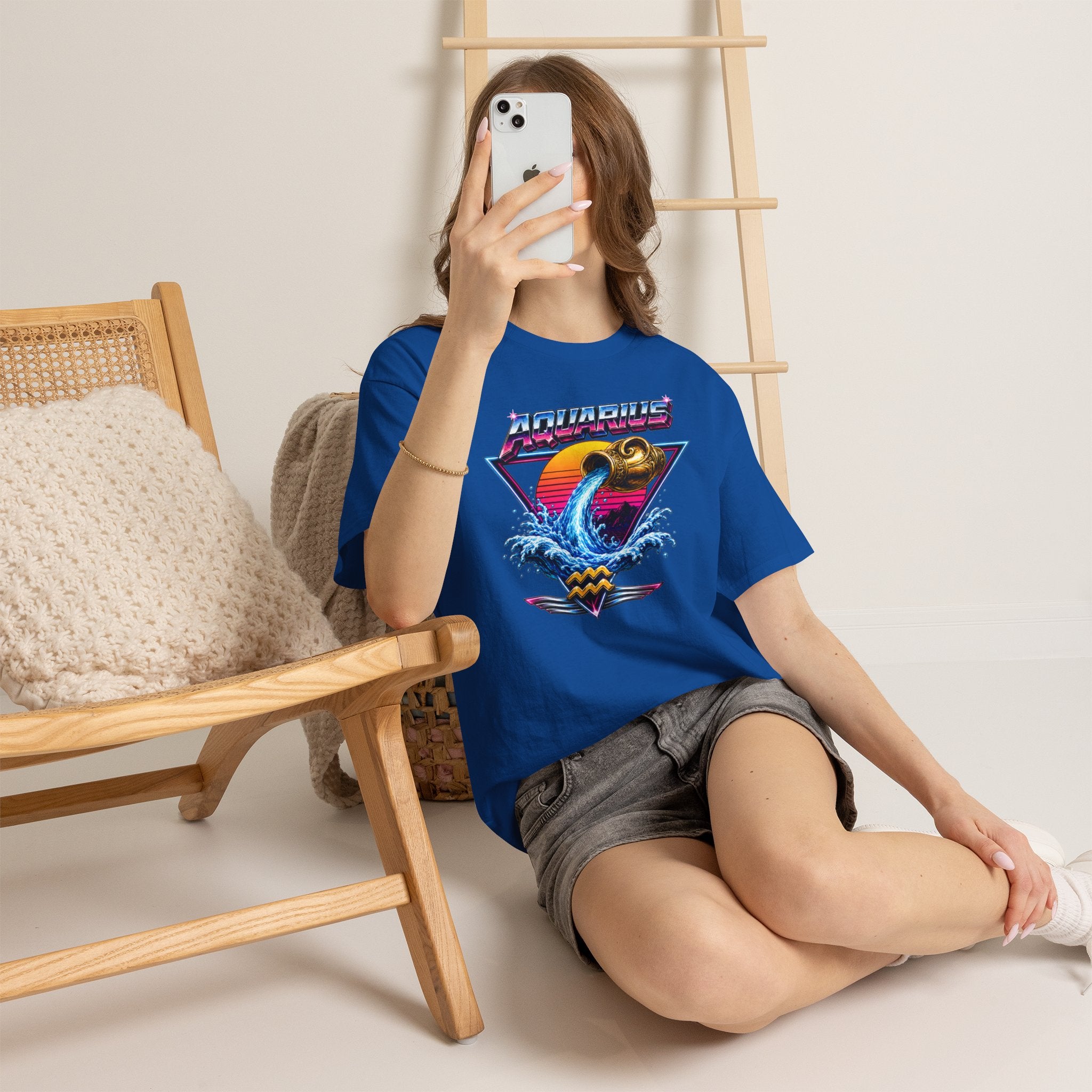 Aquarius Zodiac Tee — Retro Wave Astrological T-Shirt