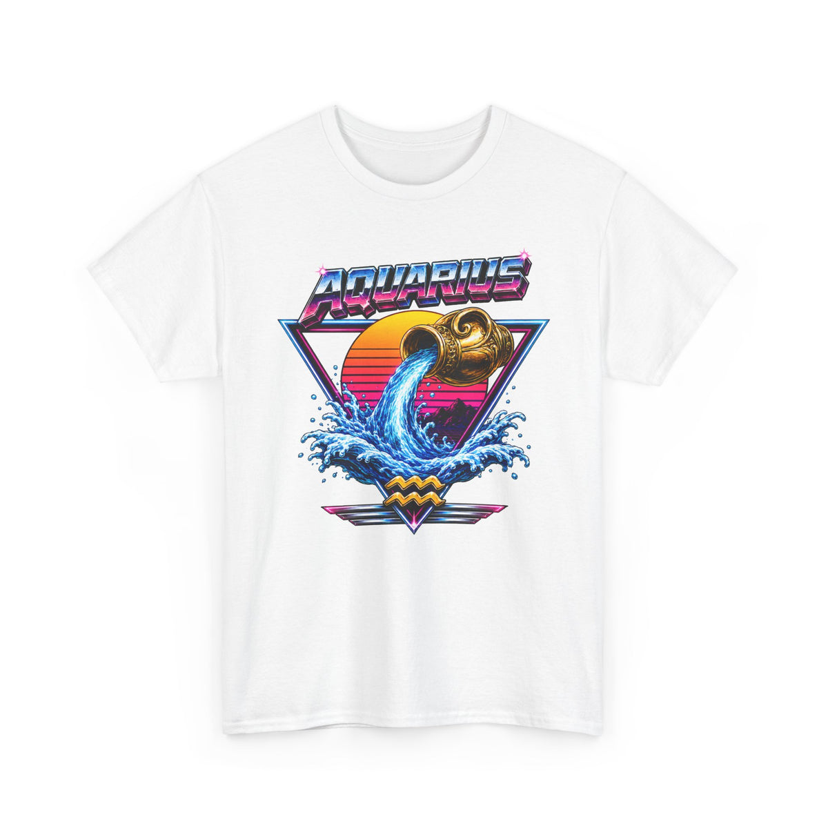 Aquarius Zodiac Tee — Retro Wave Astrological T-Shirt