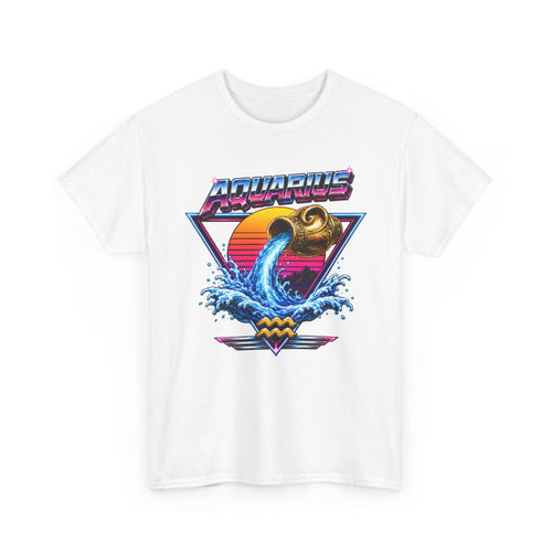 Aquarius Zodiac Tee — Retro Wave Astrological T-Shirt