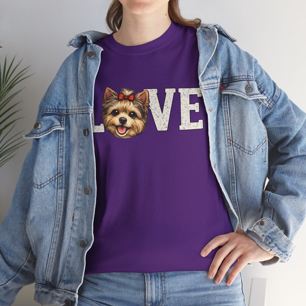 Love  Yorkie T‑Shirt — Cute Yorkie Face 'LOVE' Graphic Tee for Dog Lovers