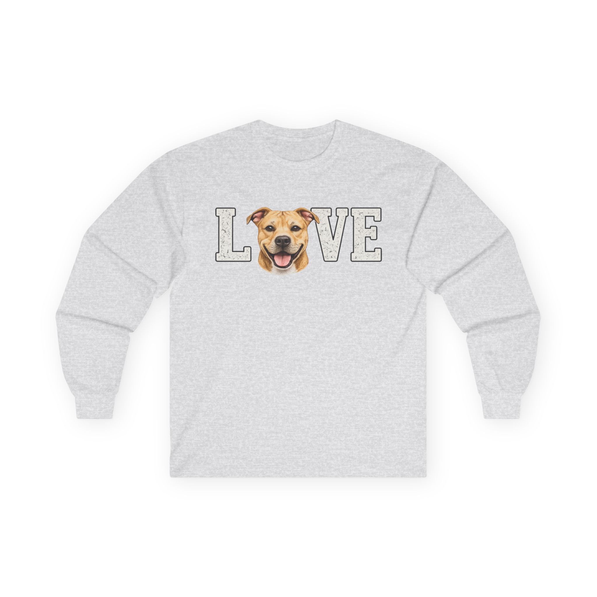 Love Dog Long Sleeve Tee — Cute Pet Portrait "LOVE" Shirt