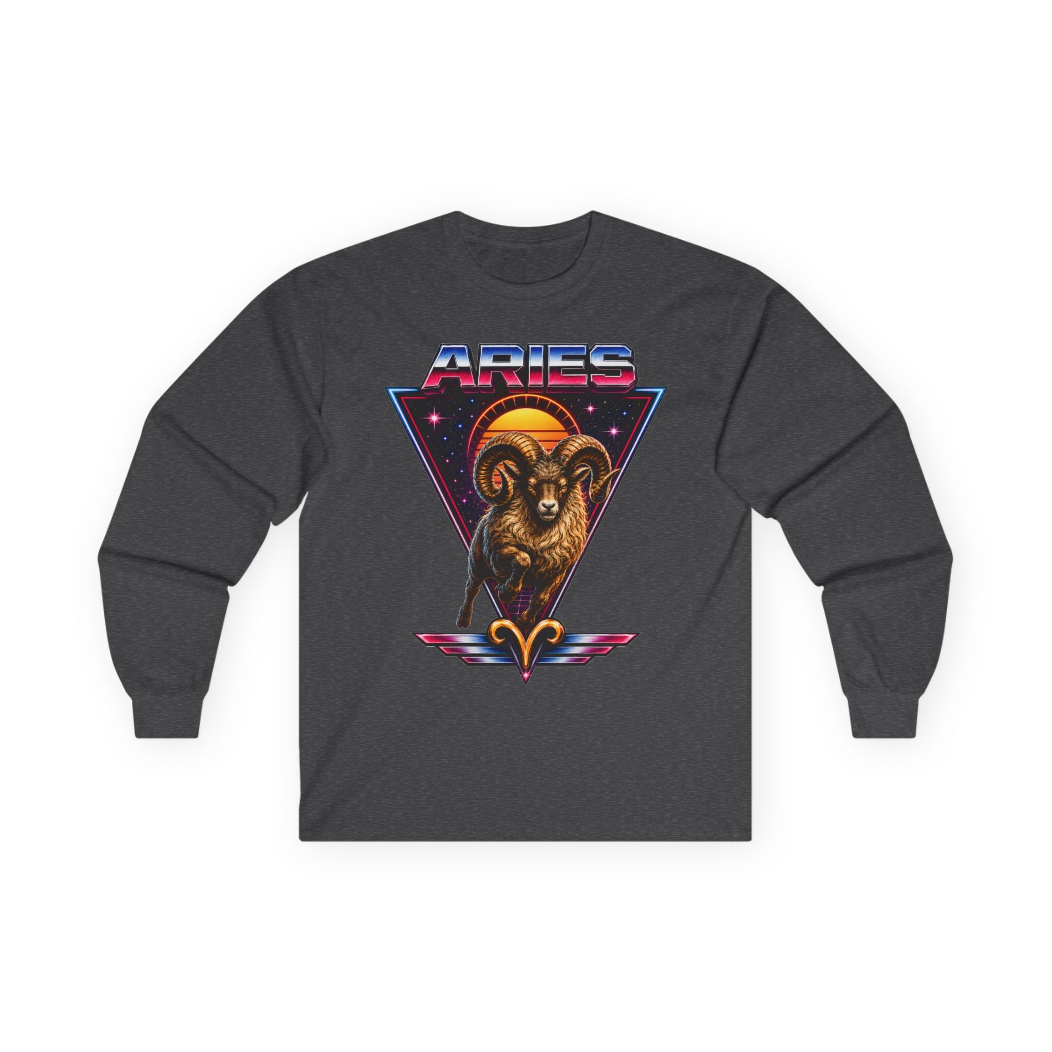Aries 80s style Zodiac Retro Ram Long Sleeve Tee