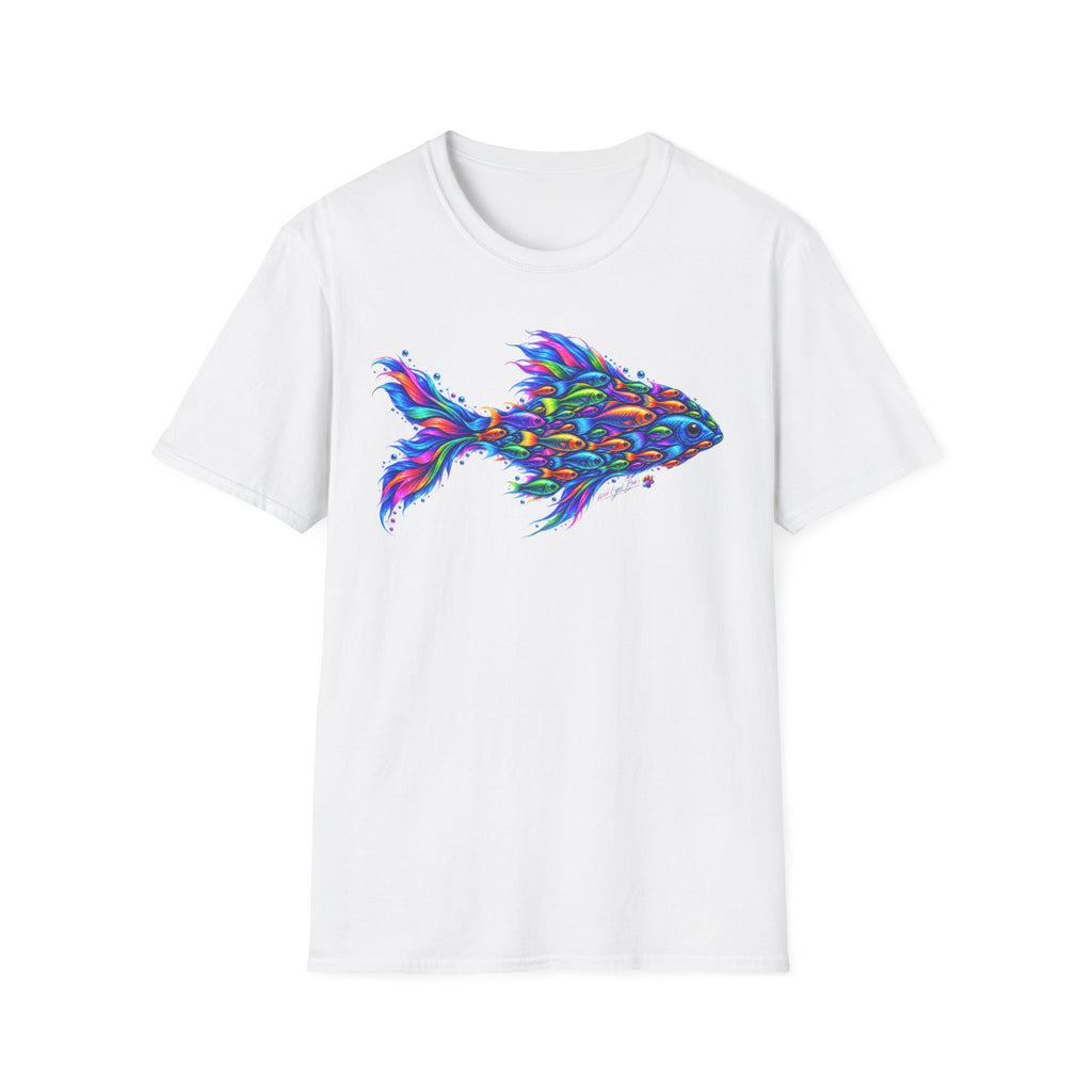 Colorful Fish Graphic T-Shirt — Vibrant Psychedelic Aquarium Art Tee
