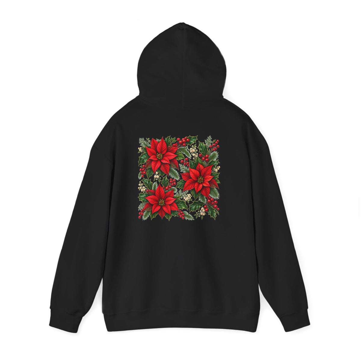 Poinsettia Holiday Hoodie – Festive Red Flower Christmas Sweatshirt
