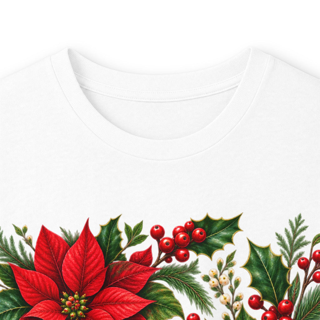 Poinsettia Holiday Long Sleeve Tee — Christmas Floral Sweater Alternative