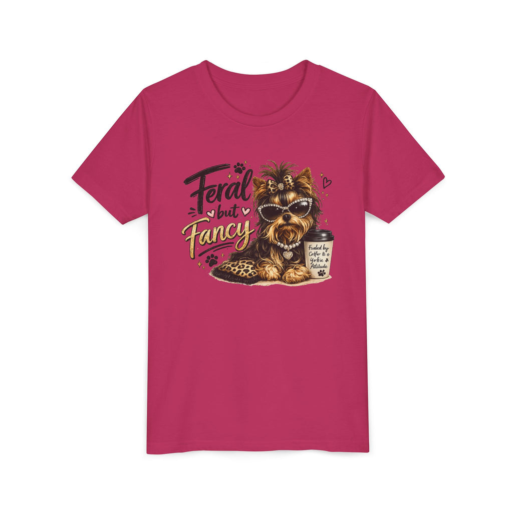 Yorkie youth Tee — "Feral but Fancy" Yorkie Graphic Shirt
