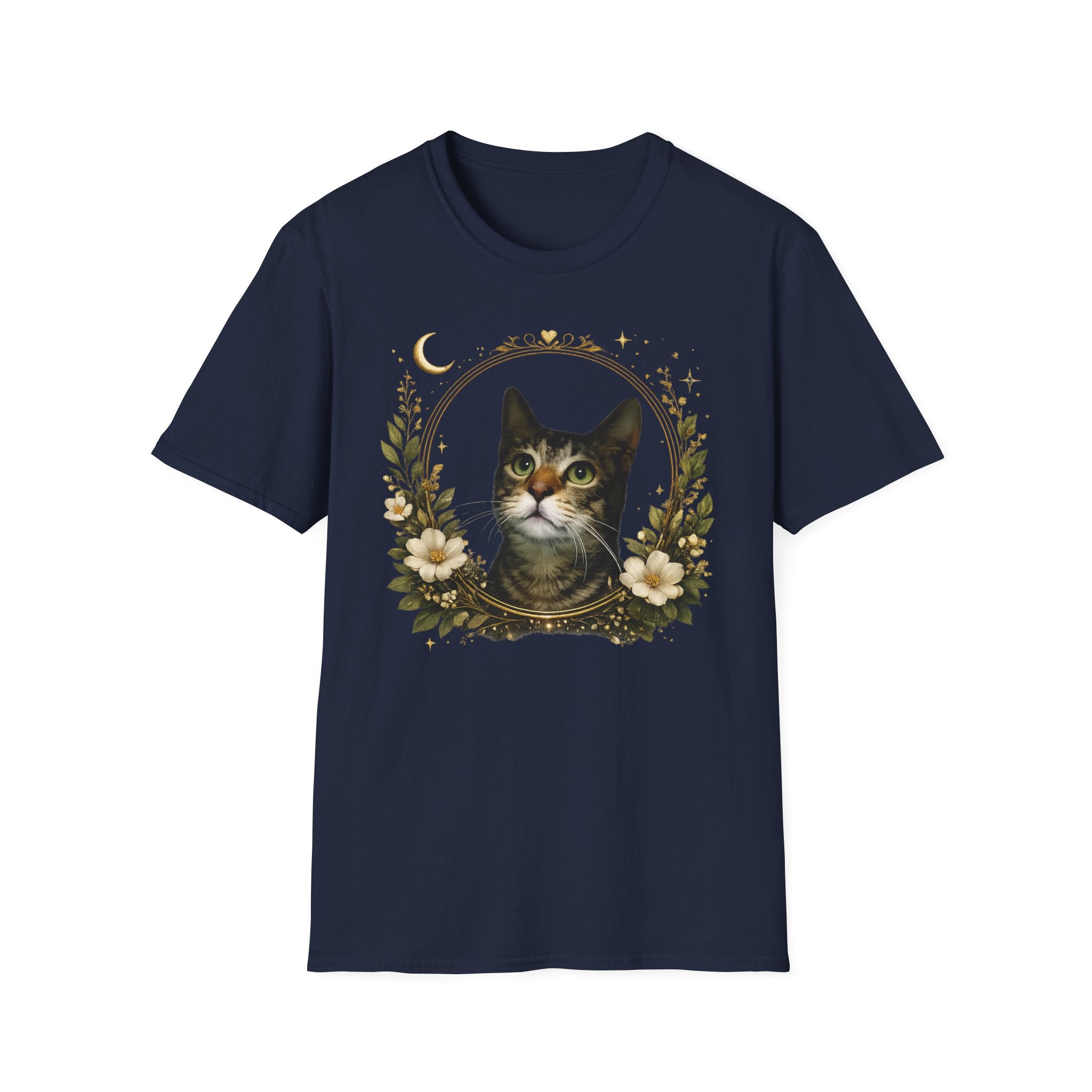 Cat Portrait T-Shirt – Vintage Floral Tabby Tee