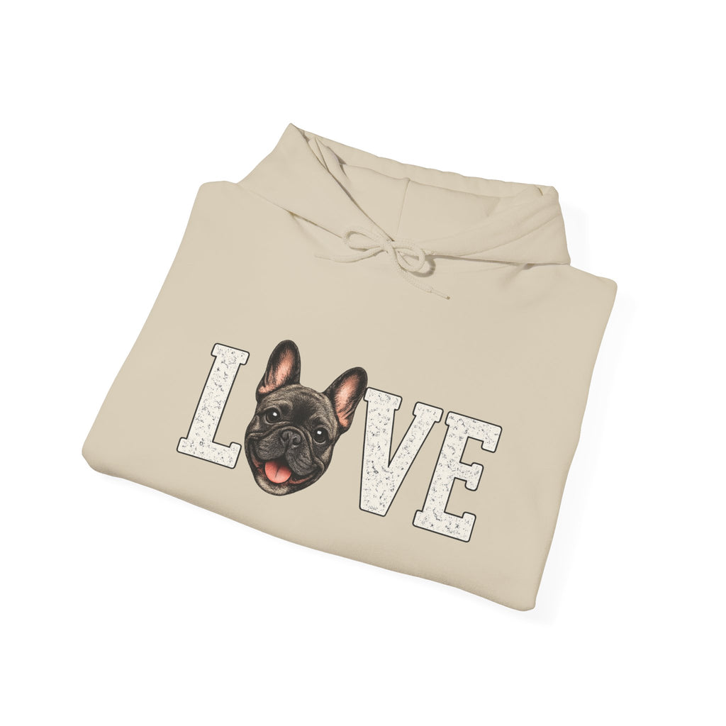 French Bulldog LOVE Hoodie — Cute Dog Lover Pullover for Pet Owners