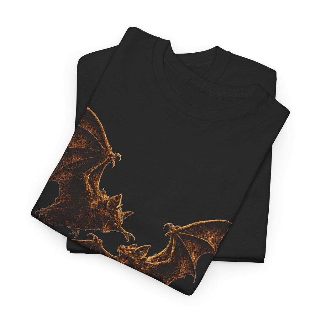 Bat duo Graphic Tee — Vintage Gothic Bat Illustration Shirt