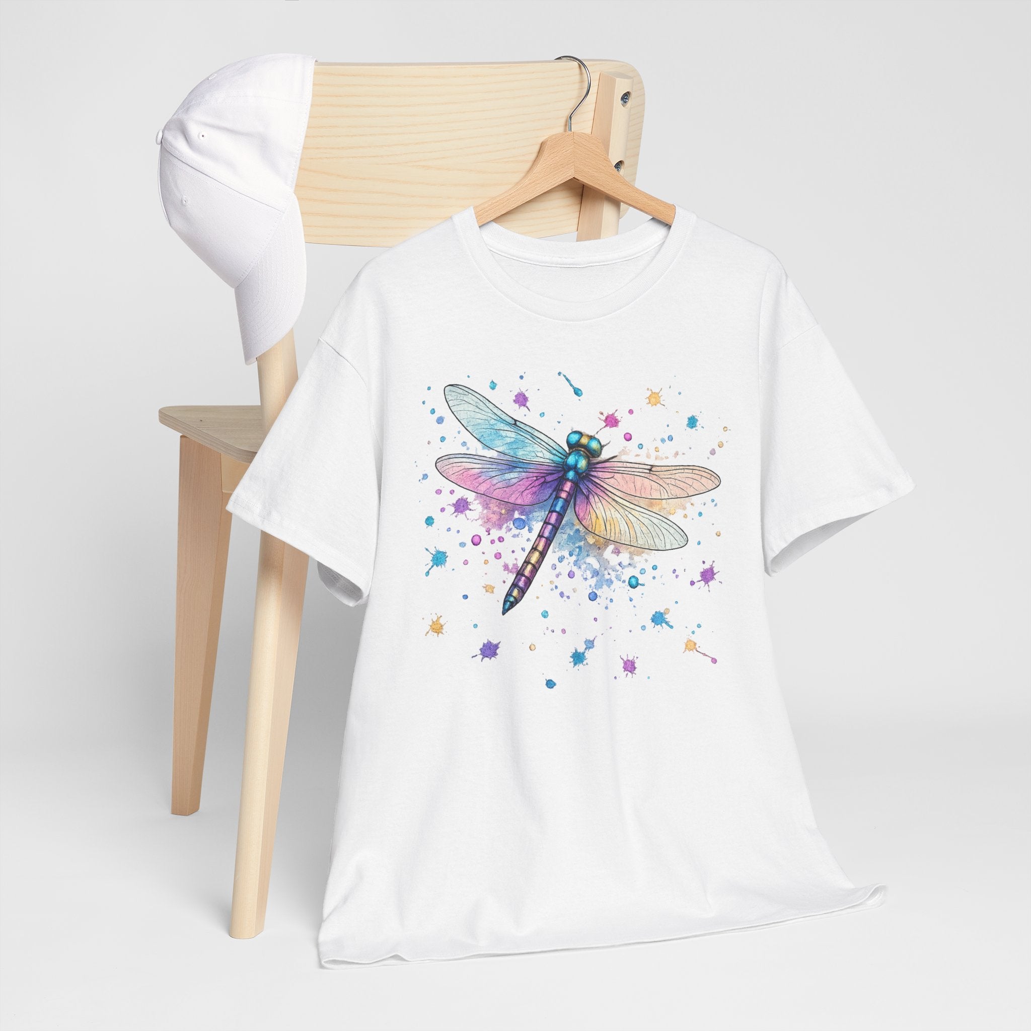 Dragonfly Watercolor T-Shirt — Pastel Splatter Nature Tee