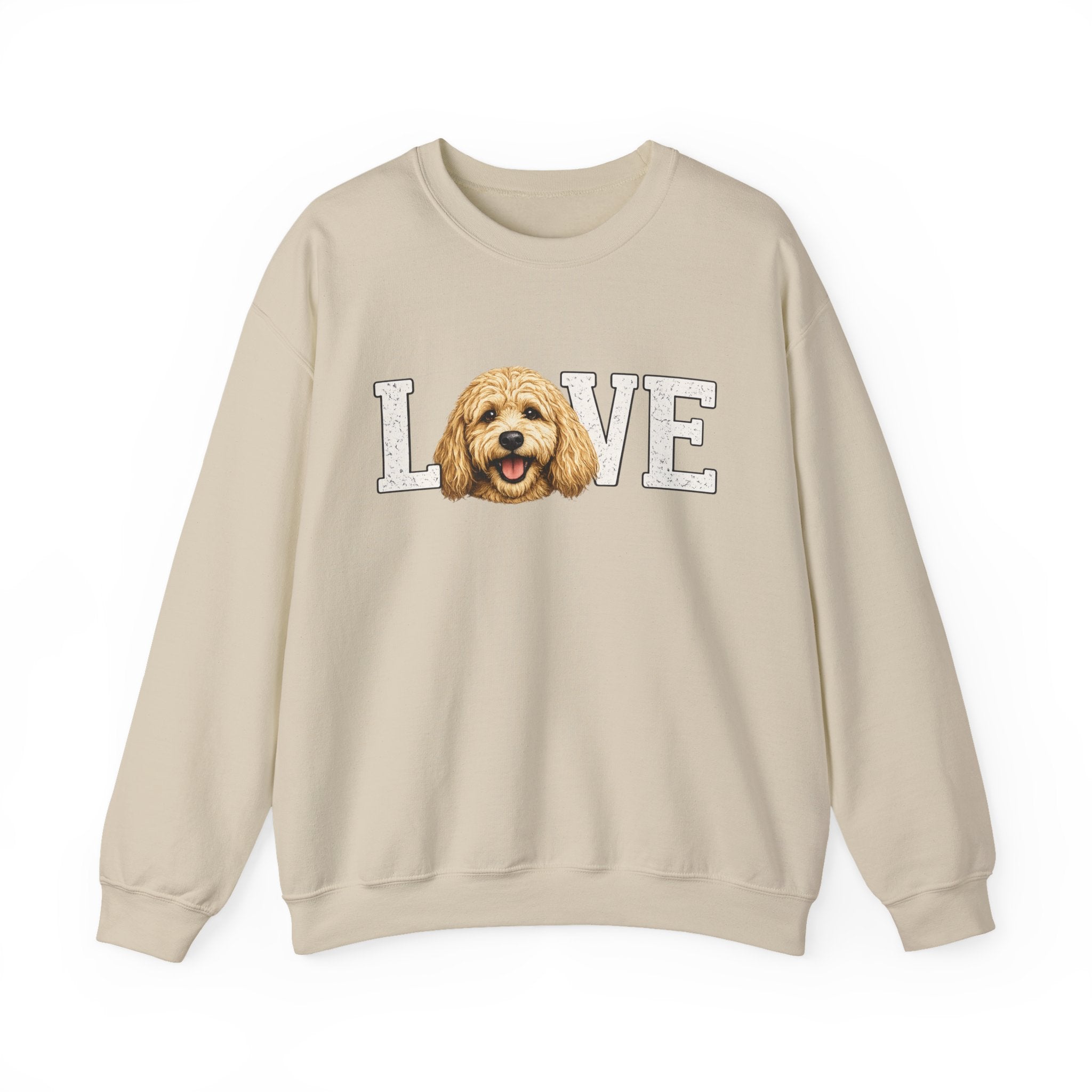 Love Goldendoodle Crewneck Sweatshirt — Cute Goldendoodle Face Pullover for Dog Lovers