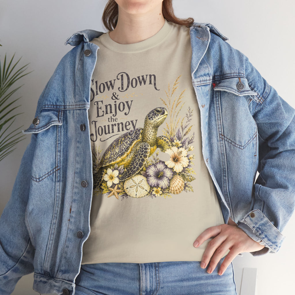 Sea Turtle T-Shirt — "Slow Down & Enjoy the Journey "Sea Turtle Floral Graphic Tee