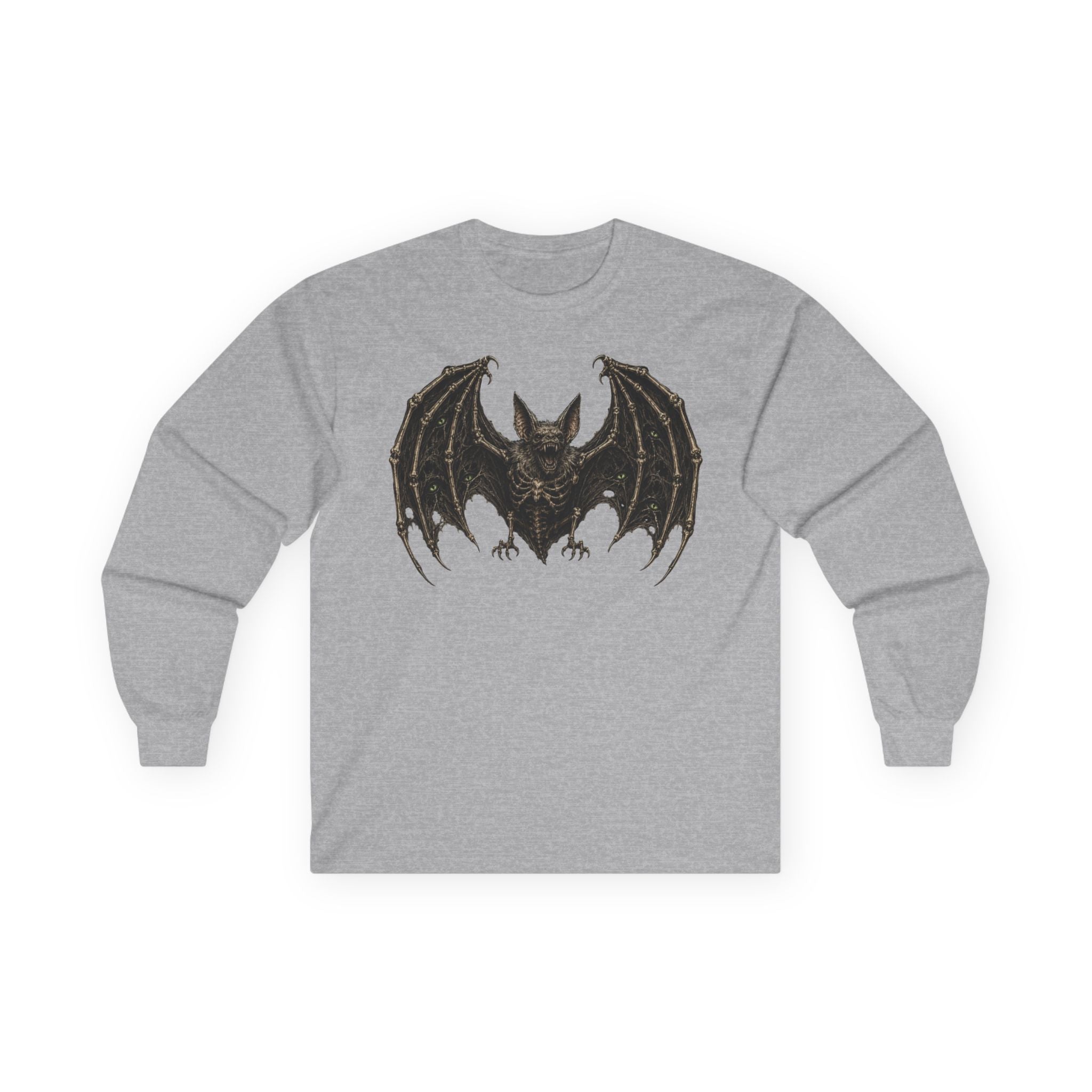 Bat Illustration Long Sleeve Tee — Gothic Bat Graphic Shirt