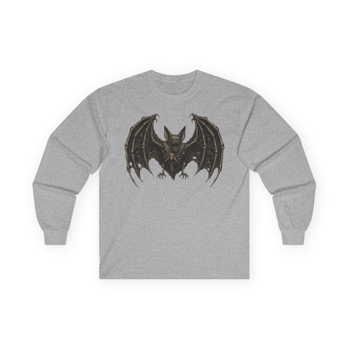 Bat Illustration Long Sleeve Tee — Gothic Bat Graphic Shirt