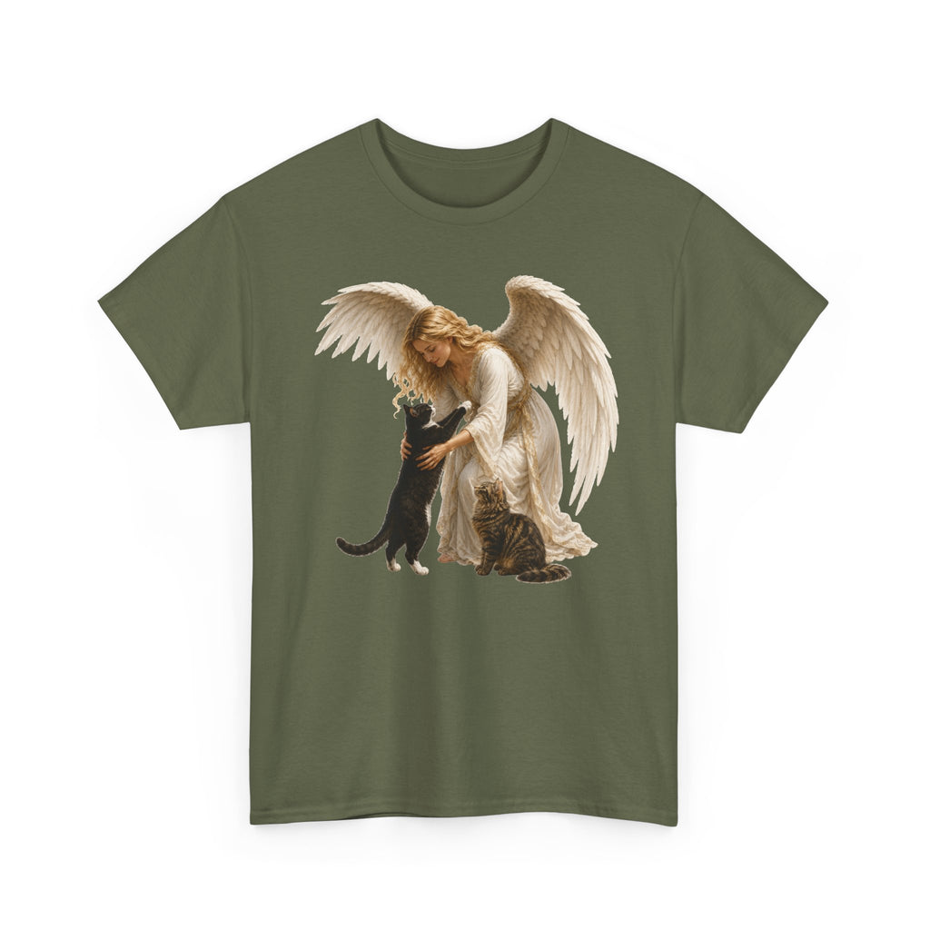Angel with Cat T-Shirt — Guardian Angel Pet Lover Tee