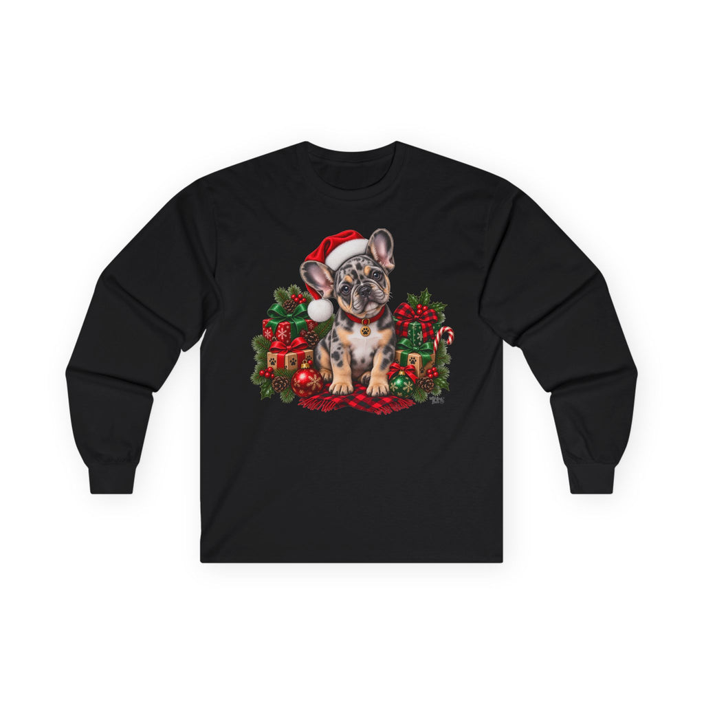 Christmas French Bulldog Long Sleeve Tee — Santa Puppy Holiday Shirt