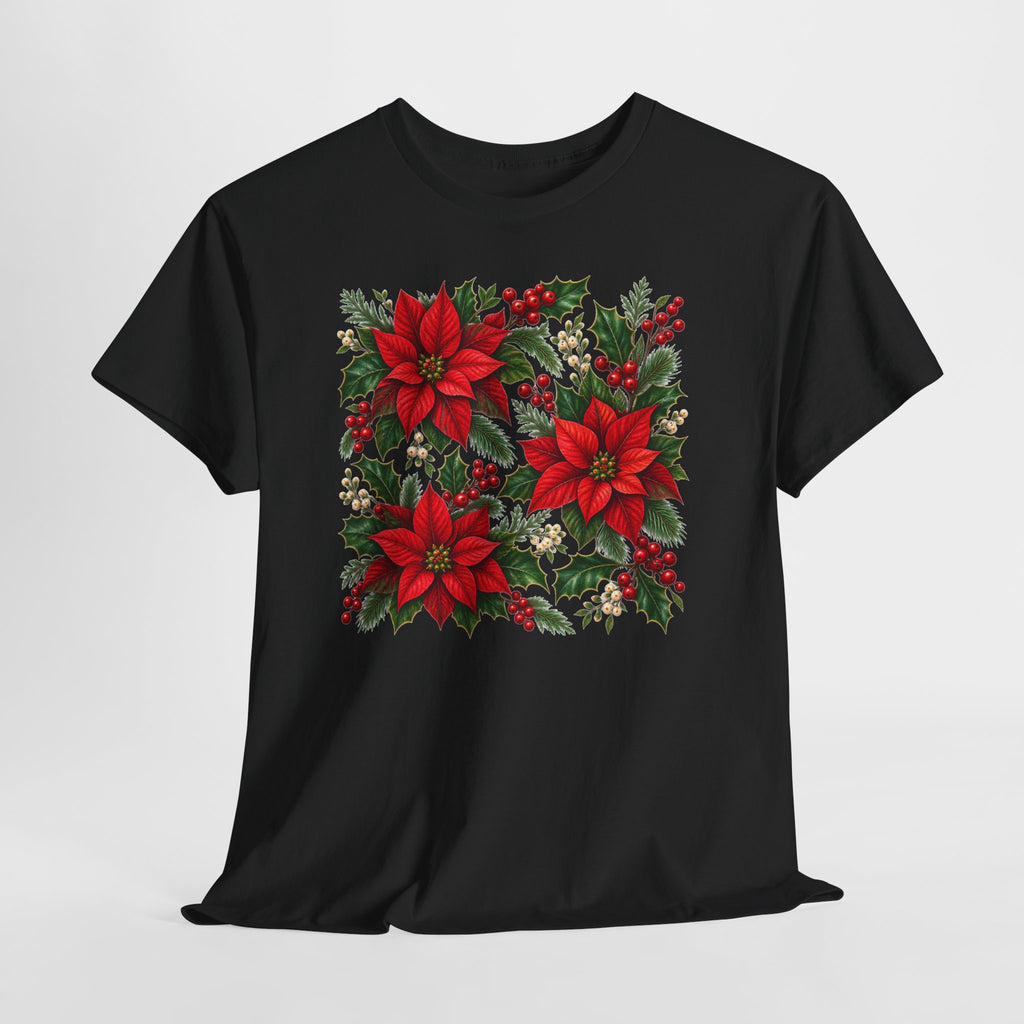 Poinsettia Square Floral Christmas Tee