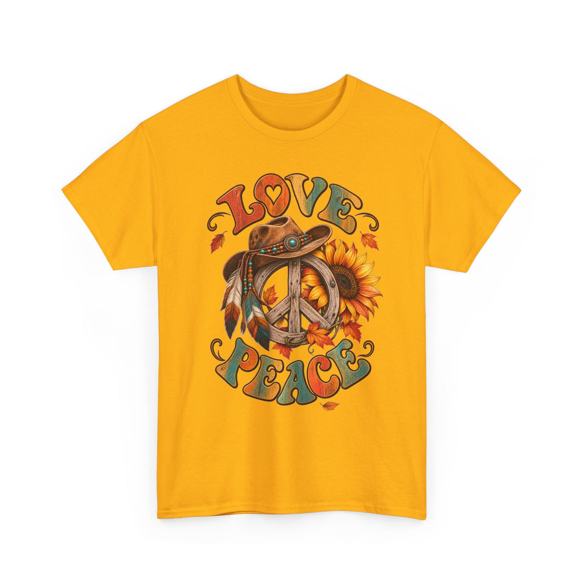 Love & Peace Retro Sunflower Boho Graphic Tee