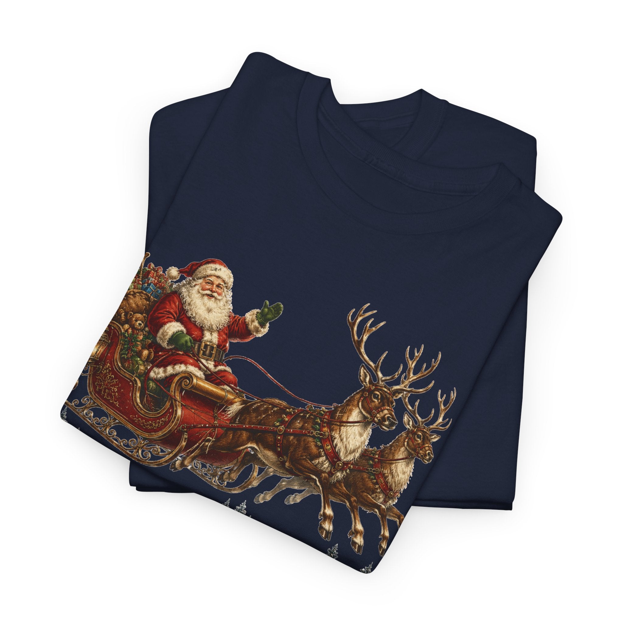 Santa Sleigh Christmas Tee — Vintage Holiday T-Shirt