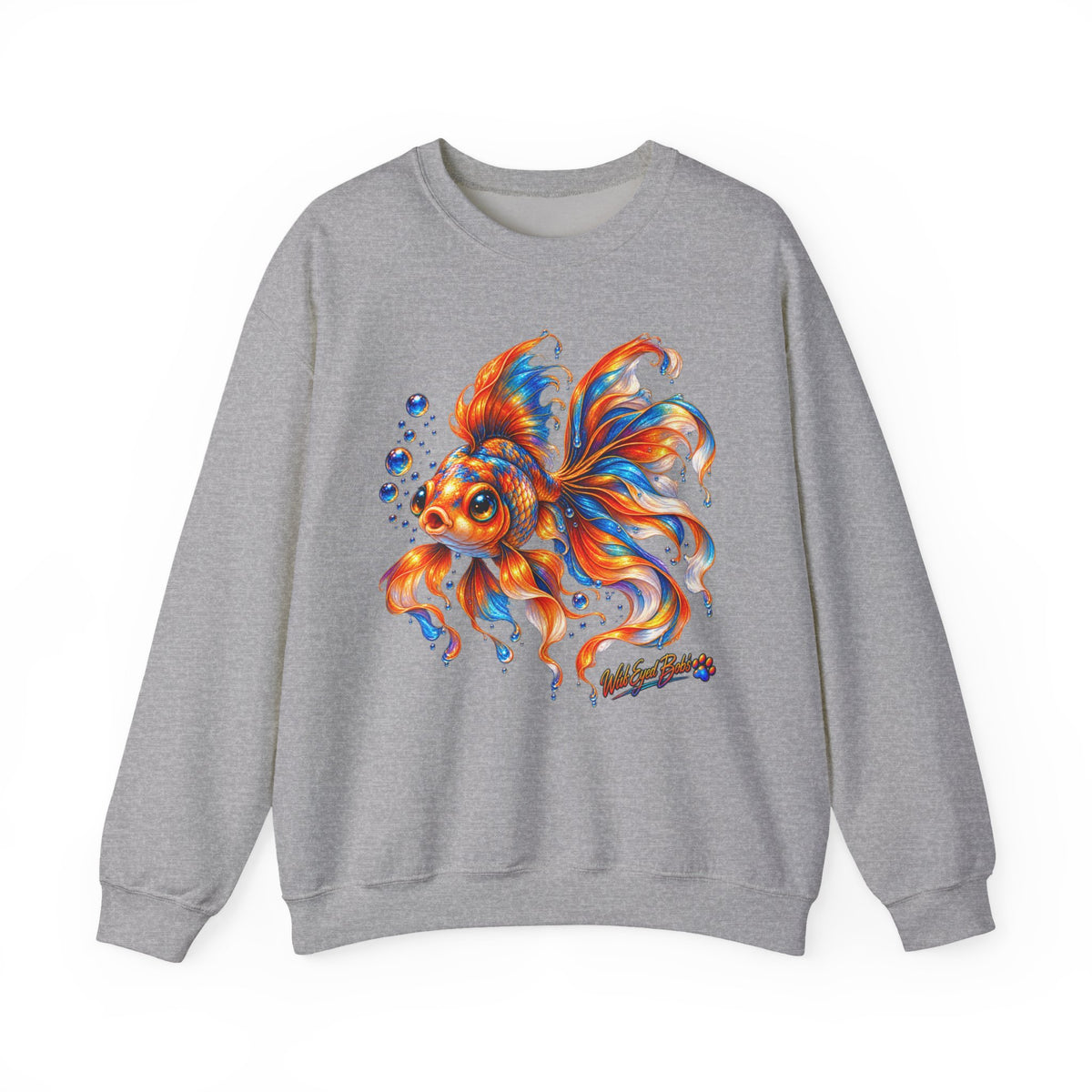 Goldfish Art Crewneck Sweatshirt – Colorful Fantail  Goldfish Illustration