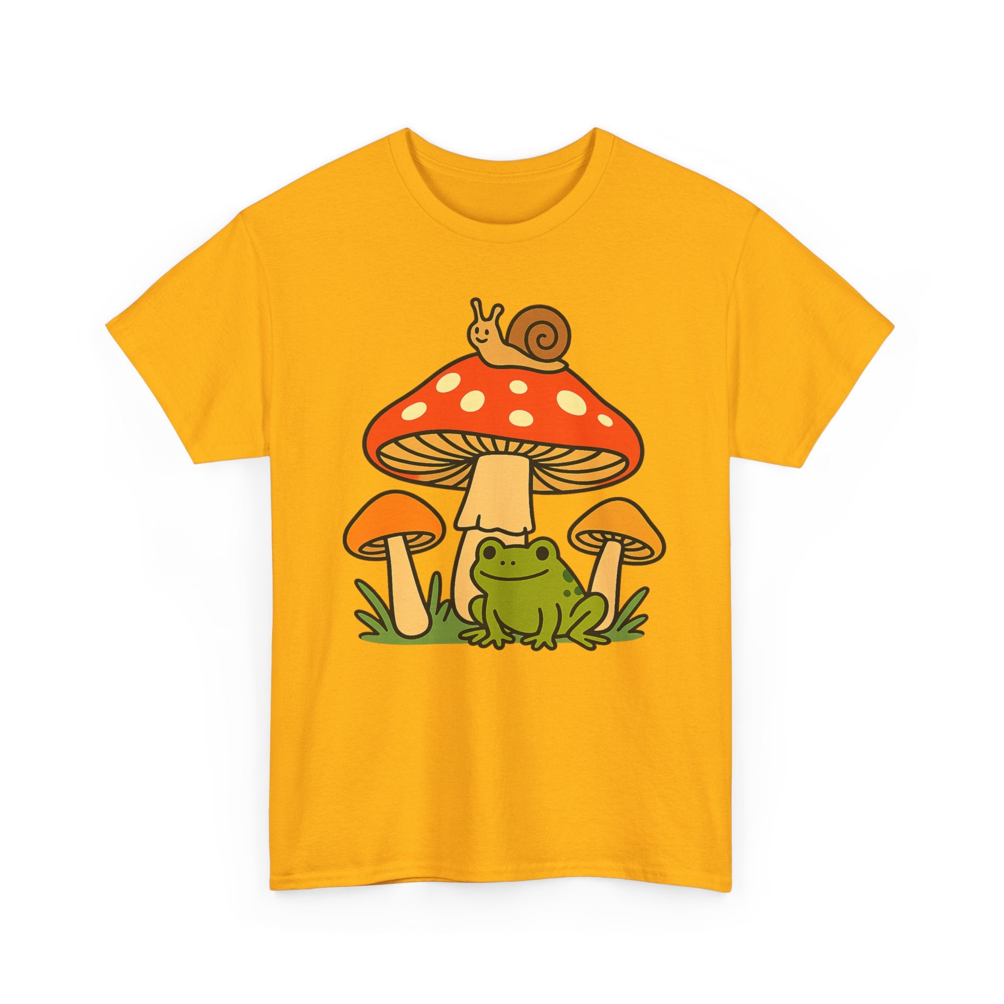 Frog & Mushroom Graphic Tee — Cute Snail Mushroom Garden T-Shirt