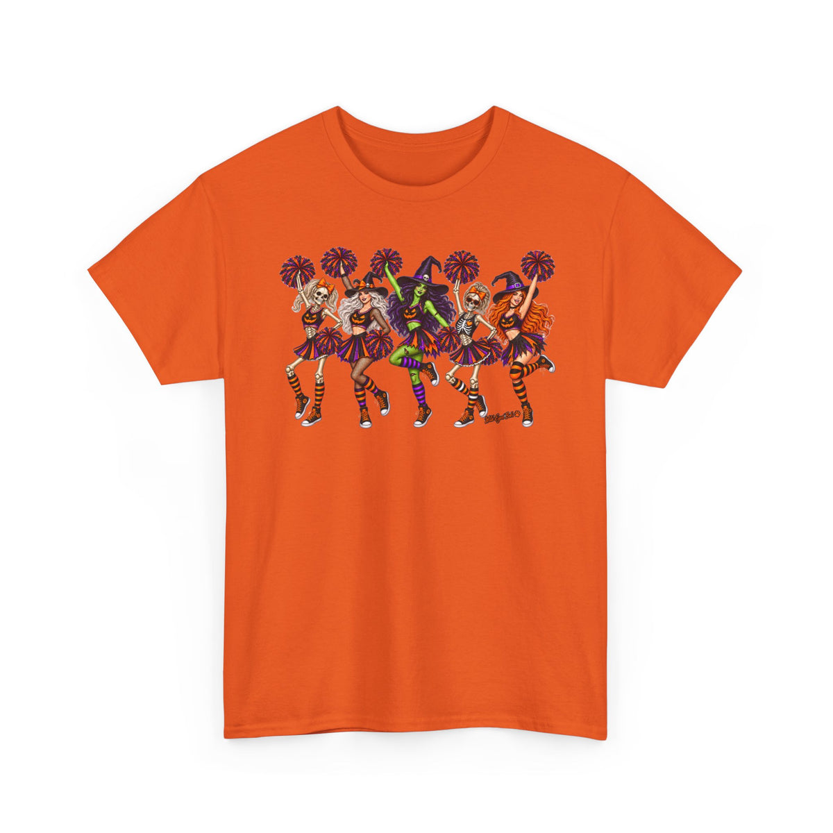 Halloween Cheerleaders Graphic Tee — Colorful Holloween cheer Squad Shirt