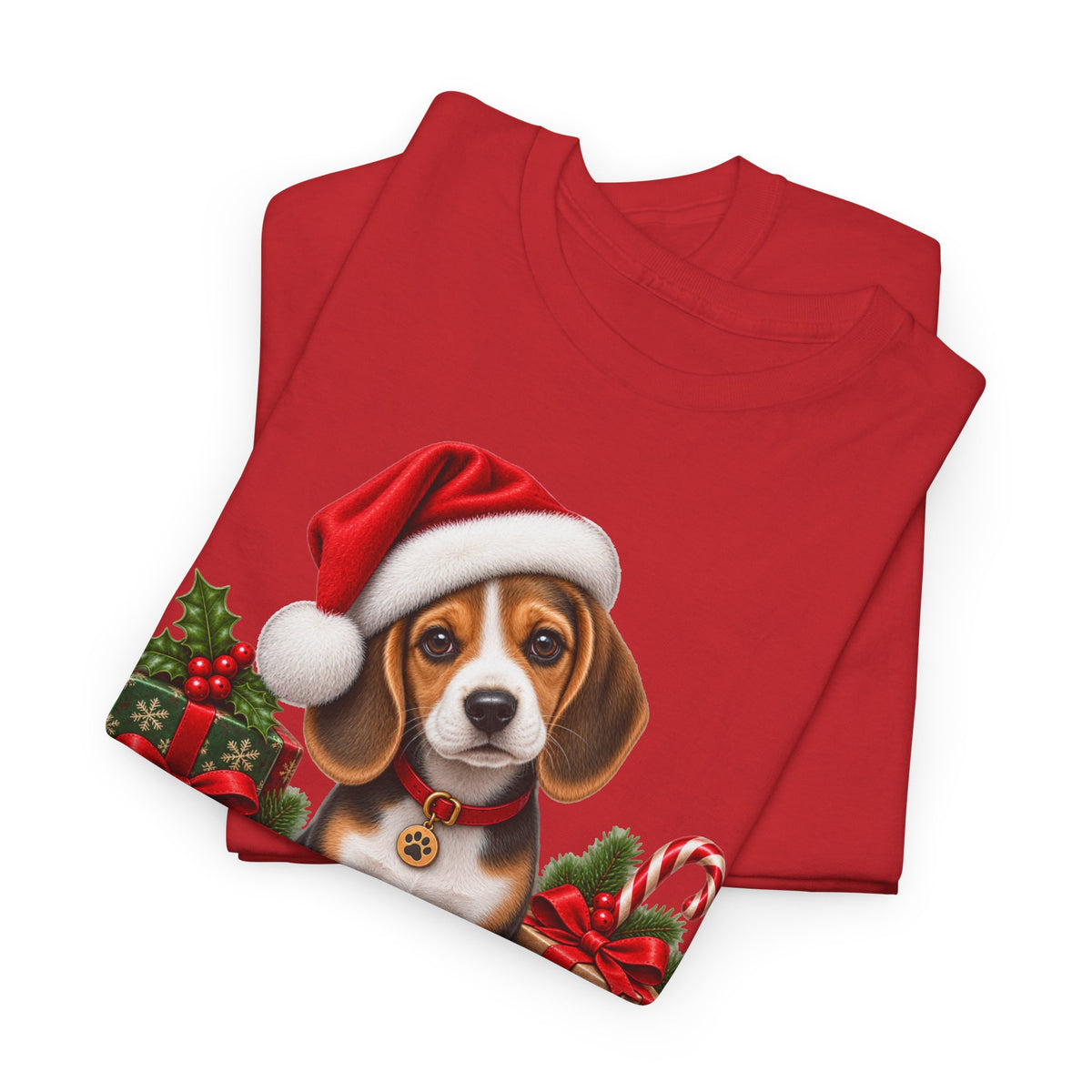 Christmas Beagle Puppy T-Shirt – Cute Santa Hat Holiday Tee