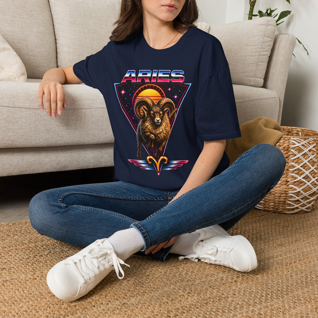 Aries 80s style Zodiac T-Shirt — Retro Ram Graphic Tee