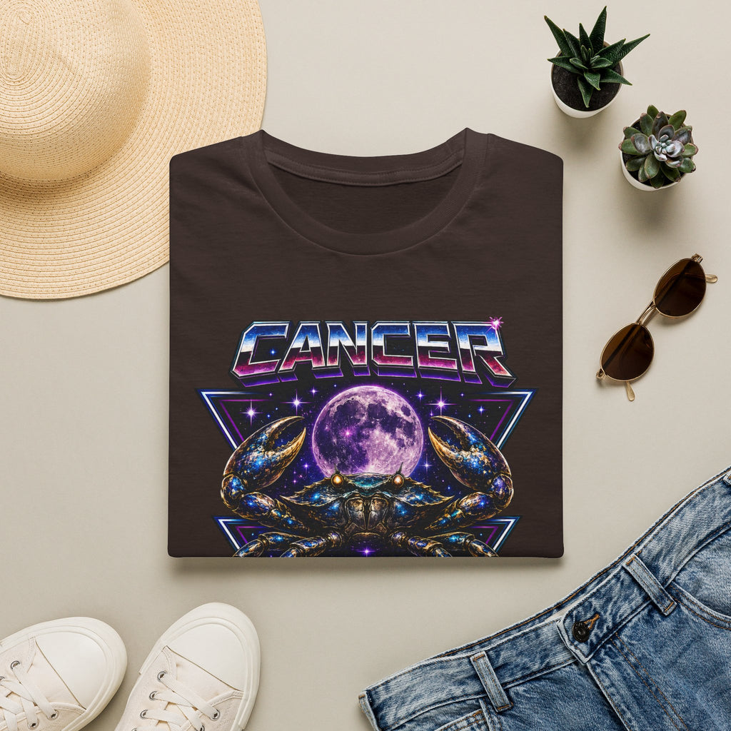 Cancer Zodiac T‑Shirt — Retro Cosmic Crab Design (Astrology Moon Graphic)