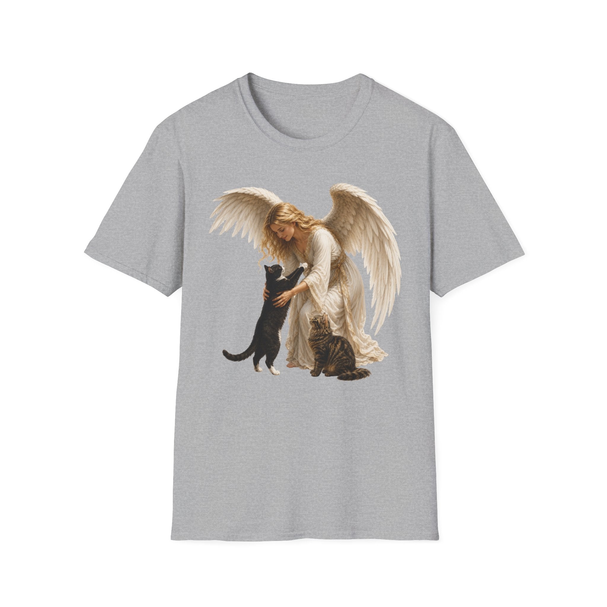 Angel with Cat T-Shirt — Guardian Angel Pet Lover Tee
