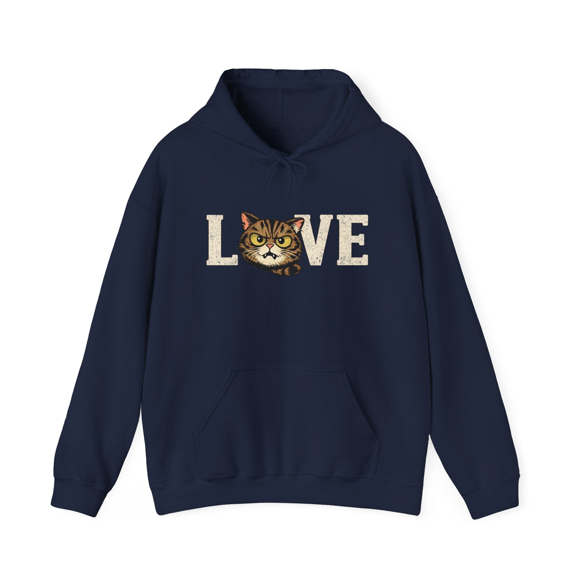 Cat Love Hoodie — Vintage Kitty Face Love Graphic Hoodie