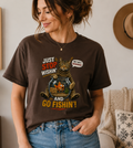 Cat Fishing T‑Shirt — "Just Stop Wishin' and Go Fishin'" Retro Graphic Tee