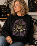 Witch Cat Sweatshirt — "Resting Witch Face" Halloween Crewneck