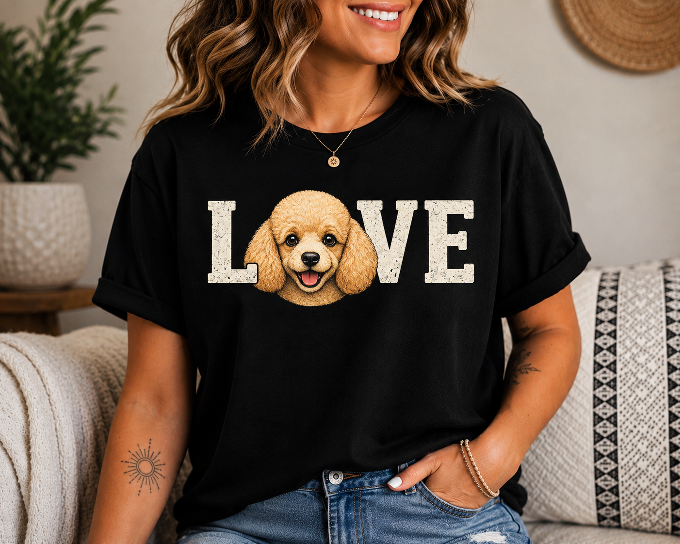 Poodle pup T-Shirt — Cute Poodle Face Tee for Dog Lovers