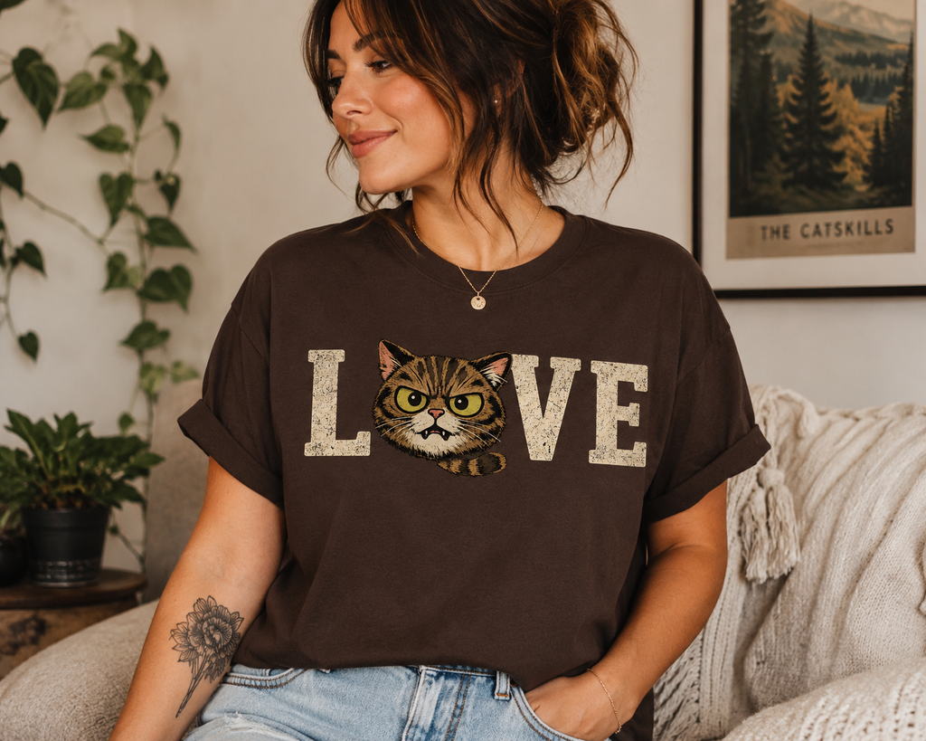 Cat Love T-Shirt — Vintage Kitten Graphic Tee for Cat Lovers