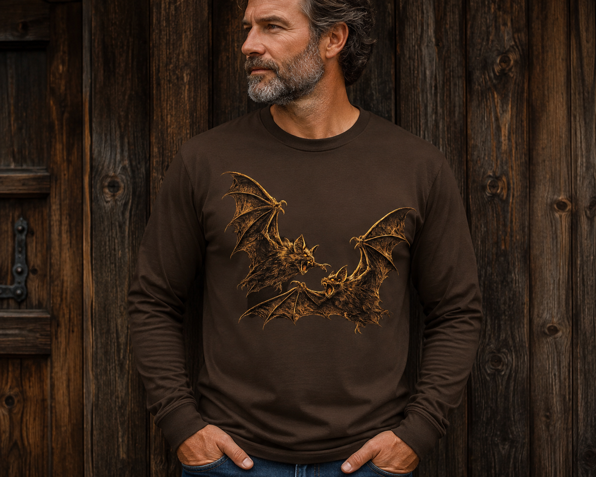 Bat Silhouette Long Sleeve Tee — Spooky Gothic Halloween Shirt