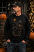 Headless Horseman Halloween Long Sleeve Tee — Spooky Flaming Jack-O'-Lantern Rider