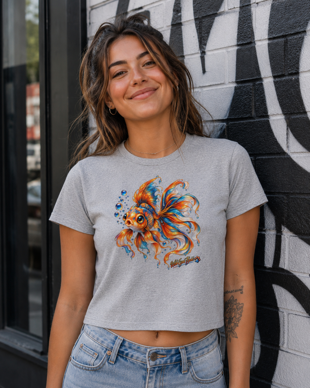 Goldfish Festival Crop Top – Colorful Aquatic Art Women's Crop Tee