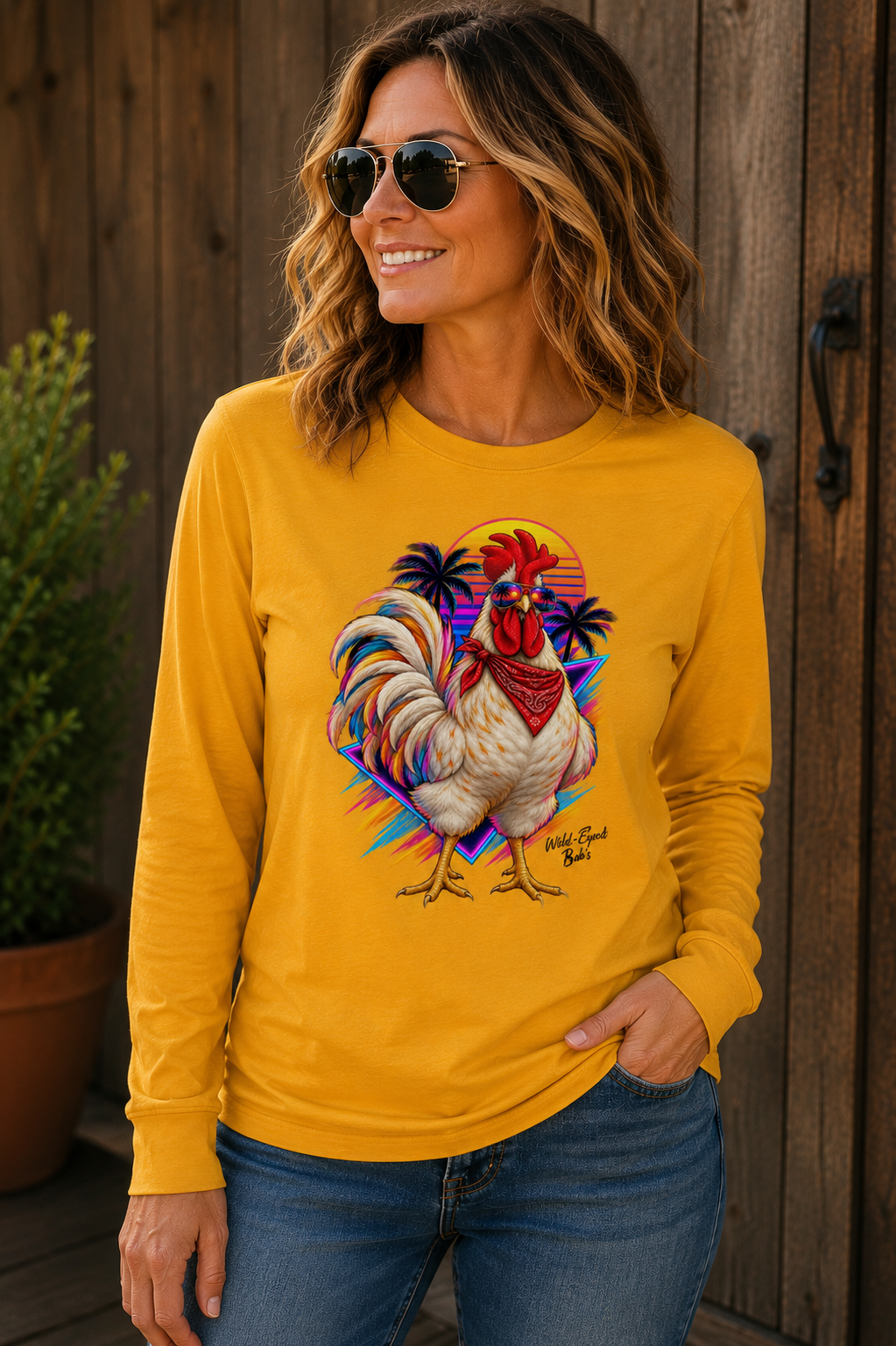 Rooster Sunset Long Sleeve Tee