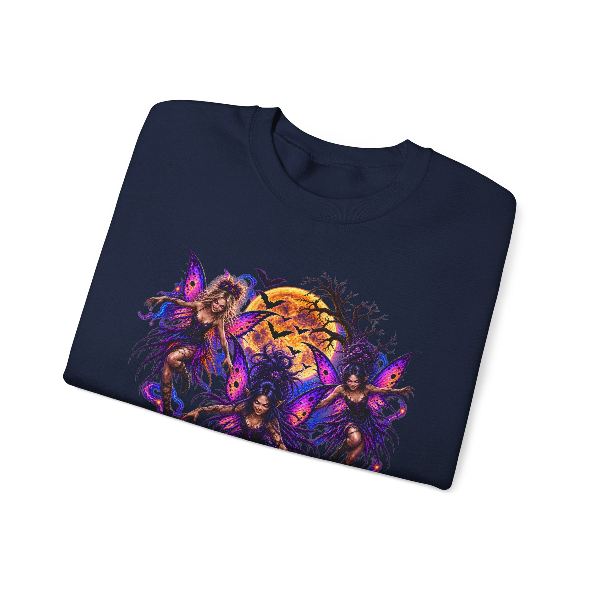 Fairy Moon Crewneck Sweatshirt — Gothic Purple Fairy Heart Graphic