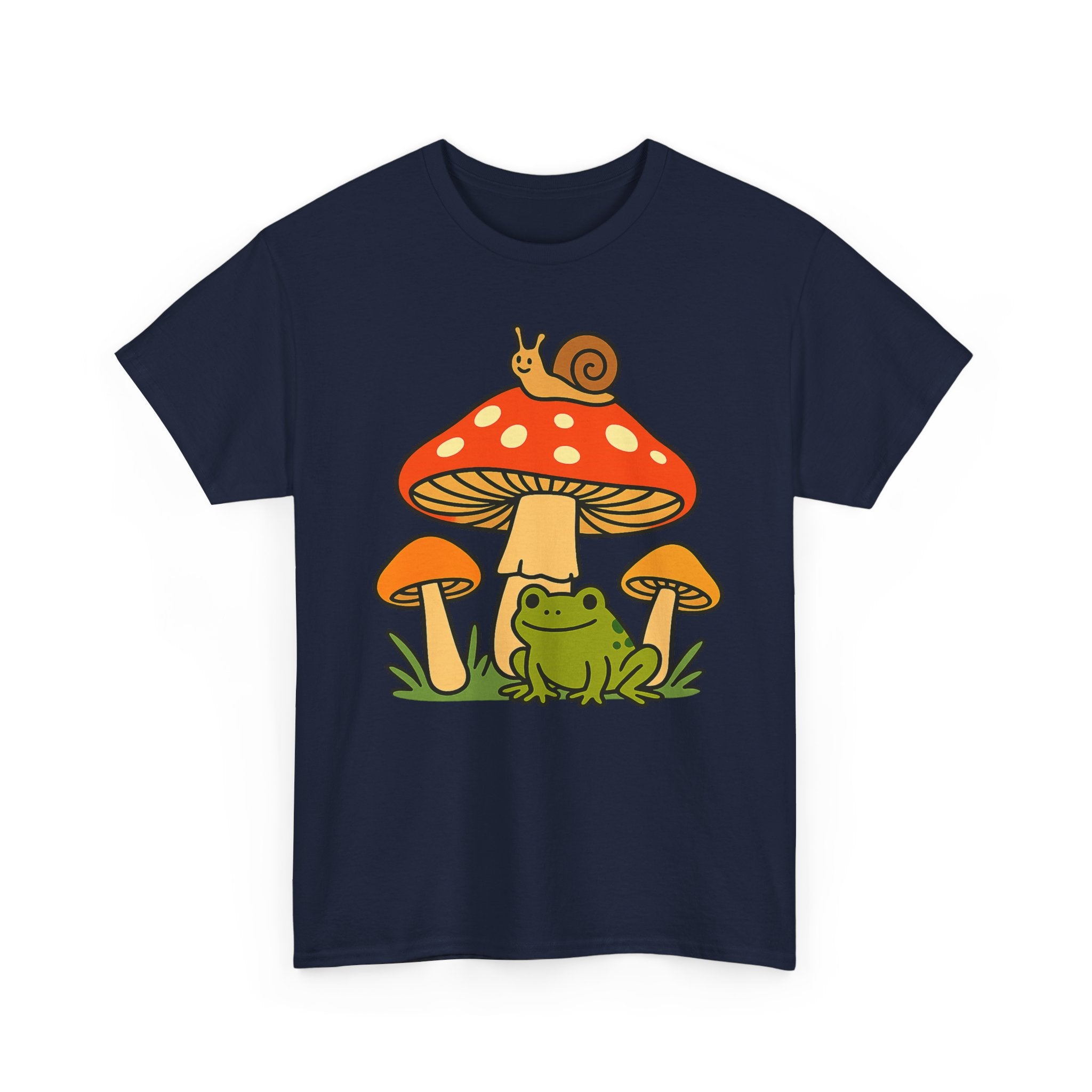 Frog & Mushroom Graphic Tee — Cute Snail Mushroom Garden T-Shirt