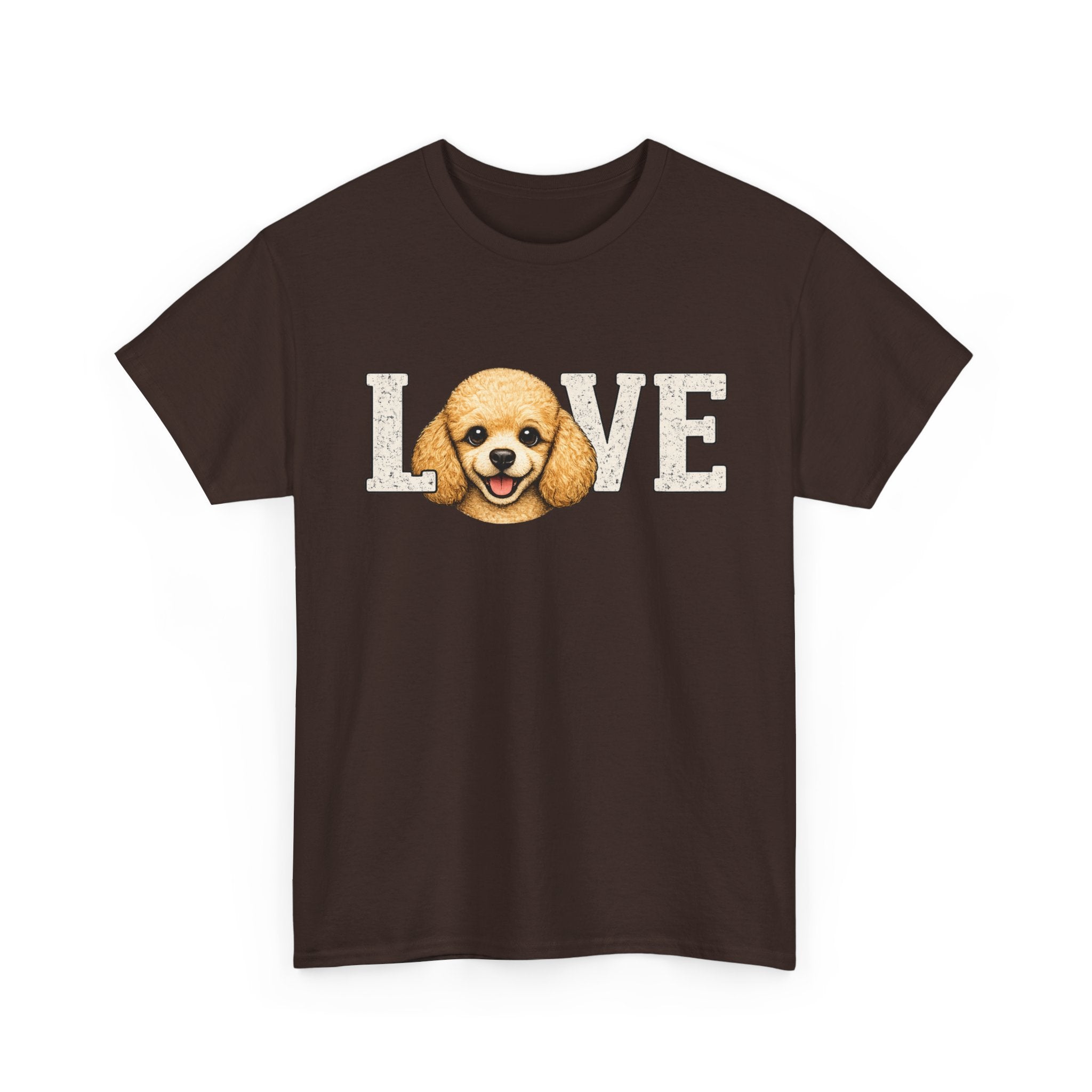 Poodle Love T-Shirt — 'LOVE' Graphic Tee with Cute Dog Face