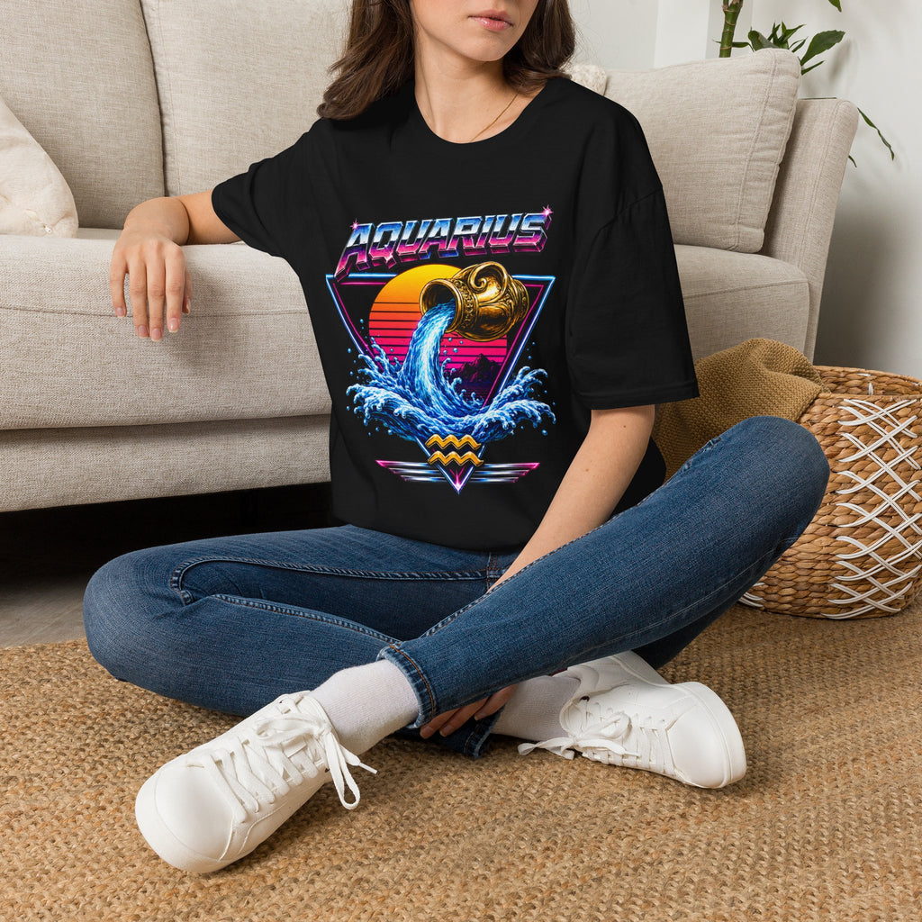 Aquarius Zodiac T‑Shirt — Retro Water Bearer Horoscope Tee