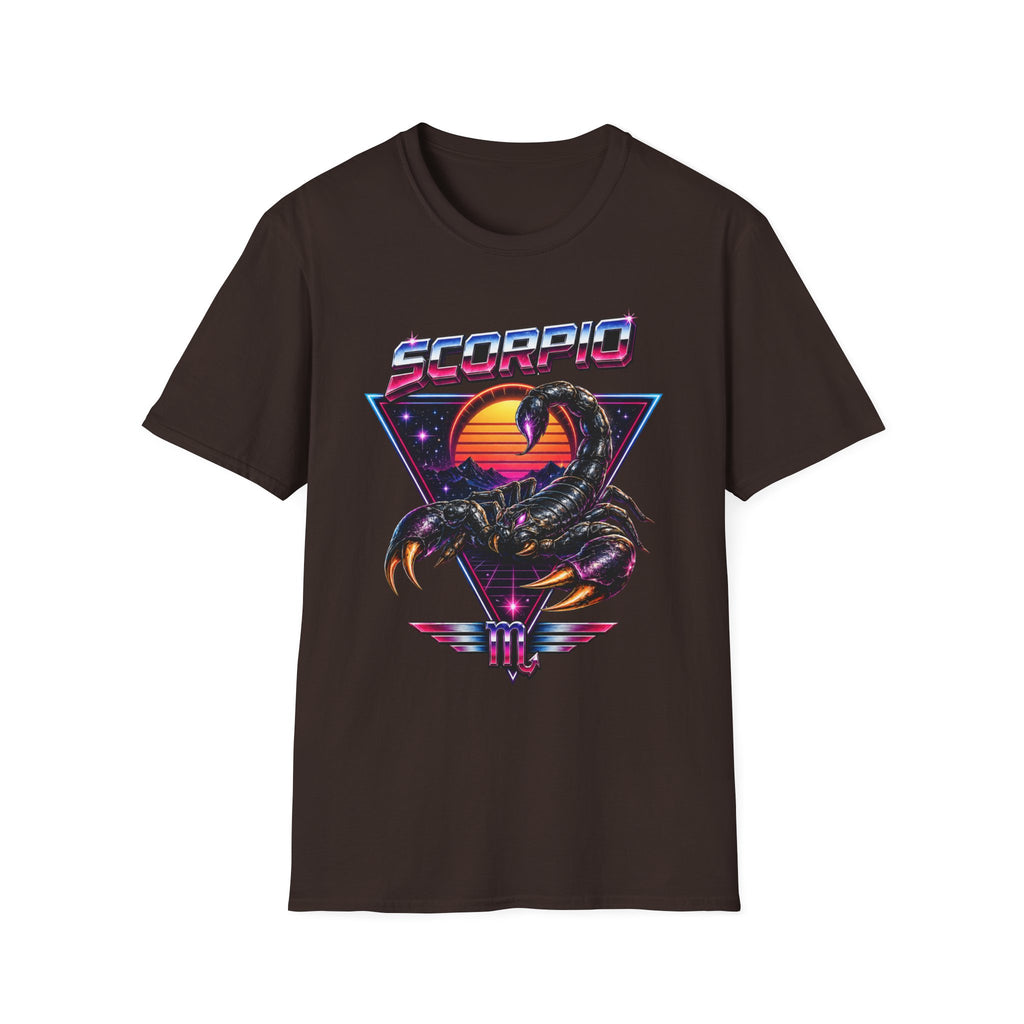 Scorpio Retro Sunset T‑Shirt — 80s Neon Scorpion Zodiac Tee