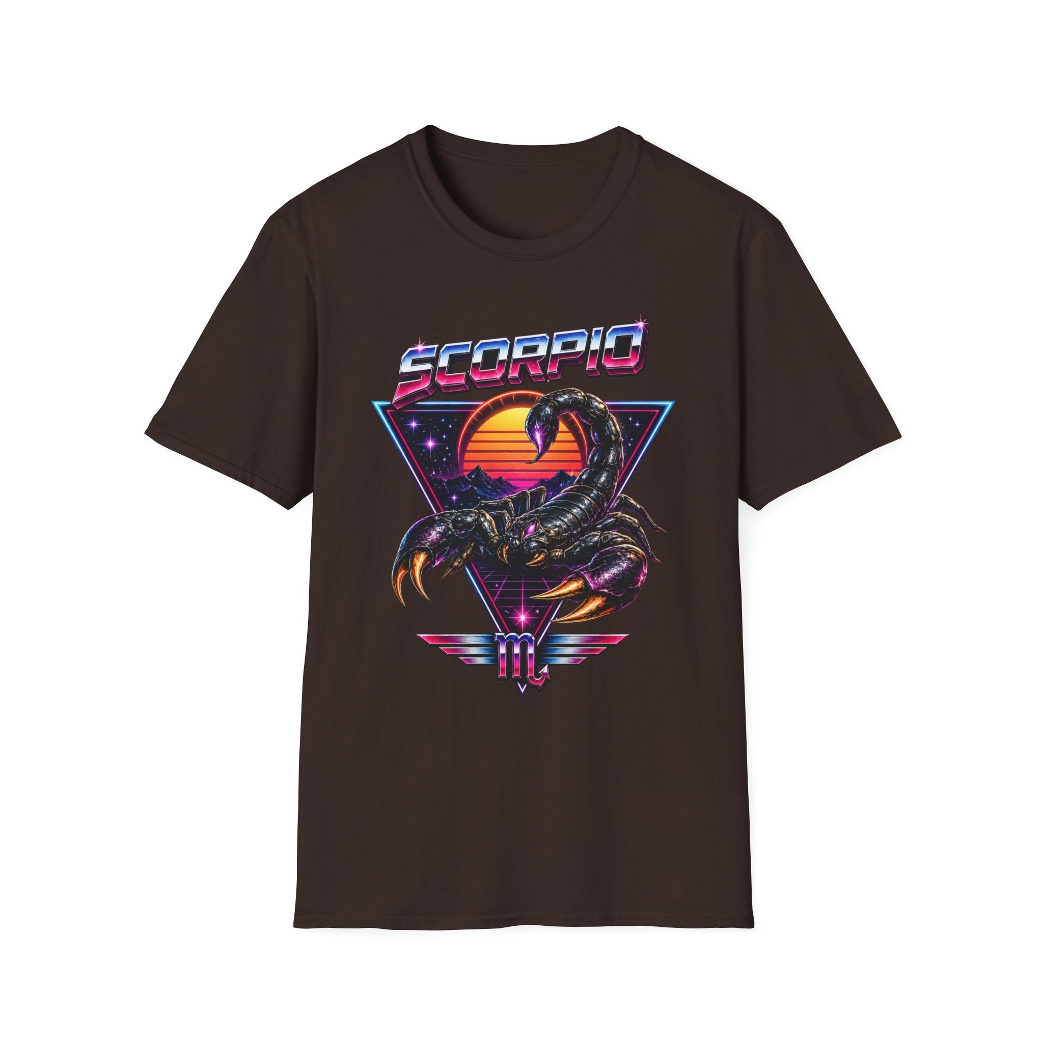 Scorpio Retro Sunset T‑Shirt — 80s Neon Scorpion Zodiac Tee