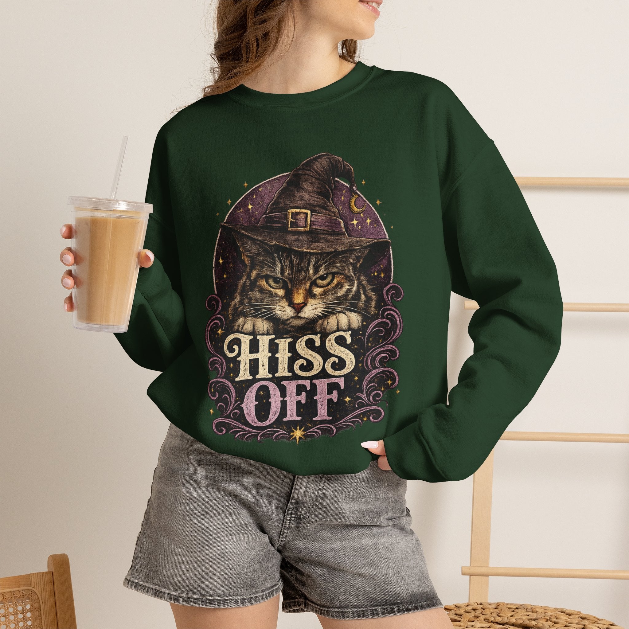 Hiss Off Witch Cat Sweatshirt