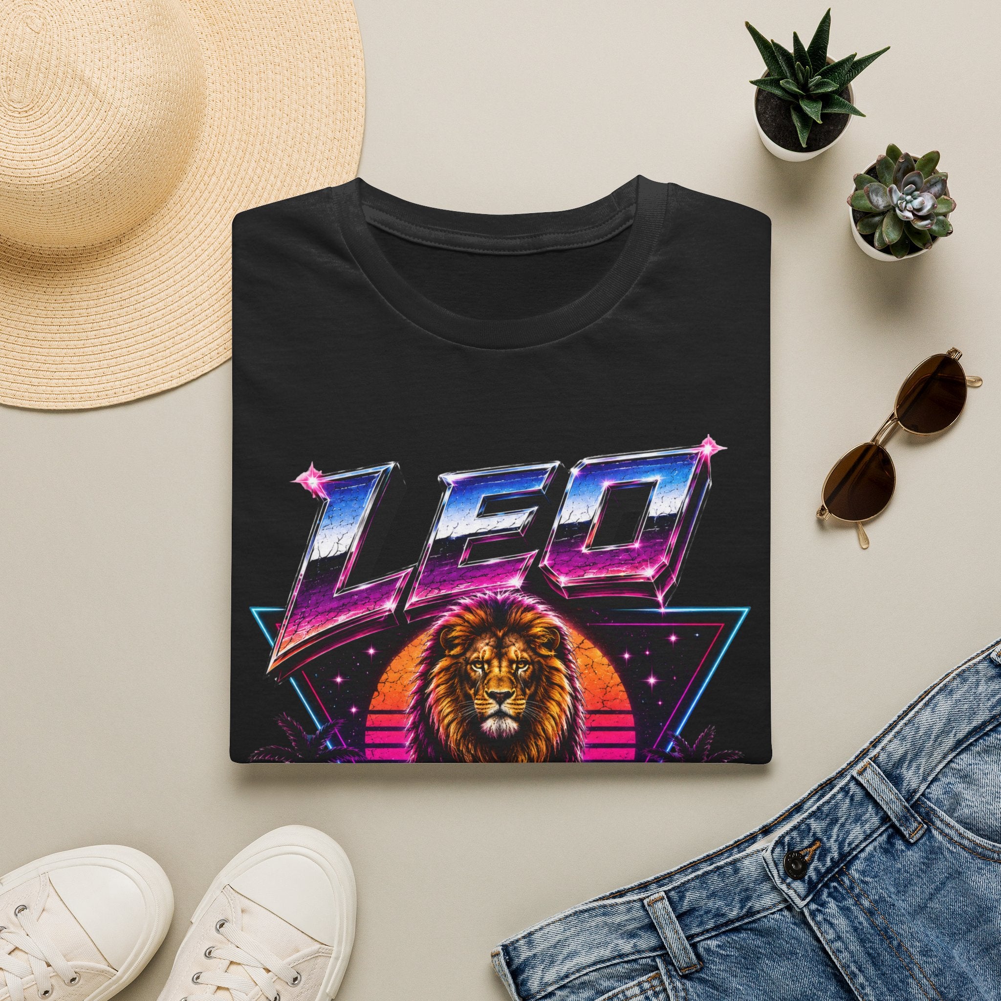 Leo Zodiac T-Shirt — Retro 80s Lion Astrology Tee