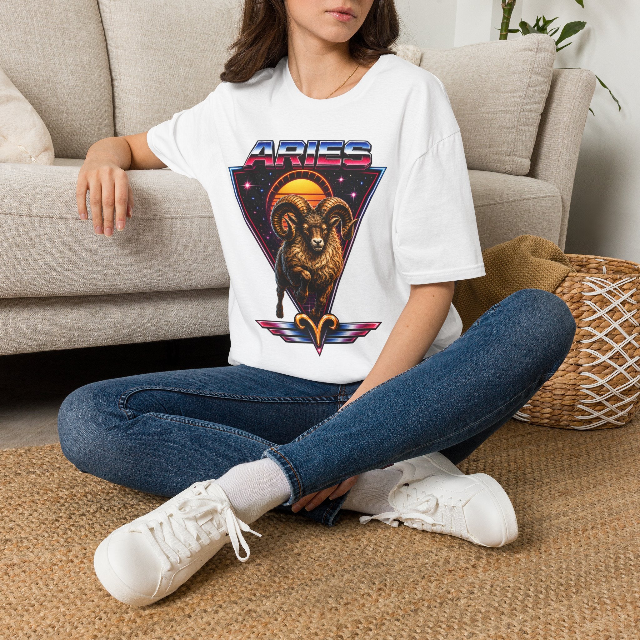 Aries 80s style Zodiac T-Shirt — Retro Ram Graphic Tee