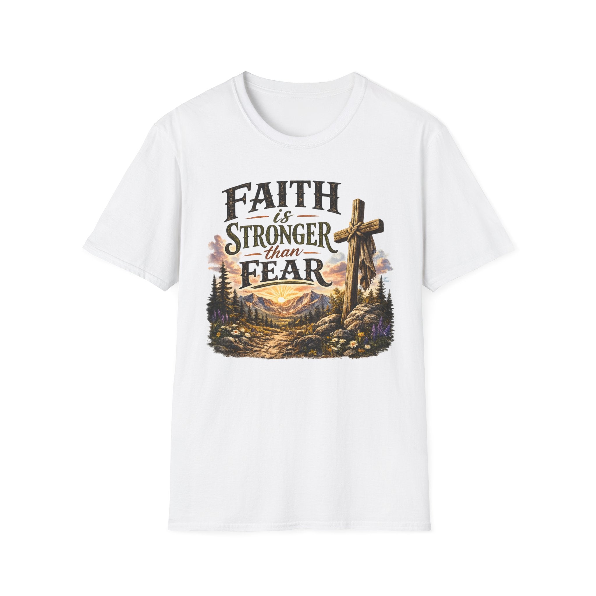 Faith Is Stronger Than Fear T-Shirt — Christian Cross Inspirational Tee